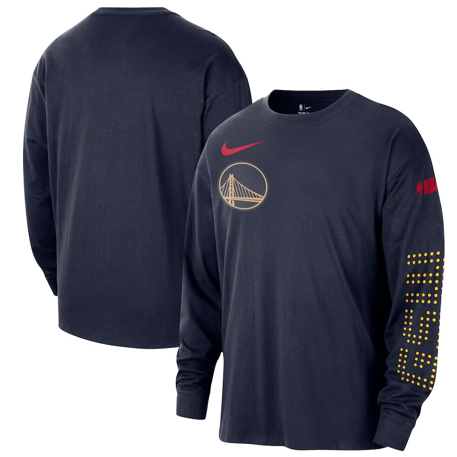 Men's Golden State Warriors Navy 2024/25 City Edition Courtside Max90 Heavyweight Long Sleeve T-Shirt